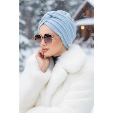 Aişe Tesettür Bebe Mavi Kışlık Hazır Burgu Bone