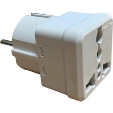 Uslucan Alışveriş Evrensel Adaptör – Seyahat Fişi Dönüştürücü, Ingiliz ve Amerikan Fişli Cihazlar Için, Ab Tipi Priz Uyumu, 250V 16A, Beyaz – 1 Adet