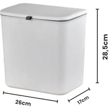 Uslucan Alışveriş Mutfak Tezgah Üstü ve Dolap Askılı Çöp Kovası 12LT Gri (NVE163)