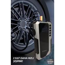 Airstorr 4'ü1 Şarjlı Akü Ateşleyici Lastik Şişirici 12000MAH Powerbank LED Işık 150PSI Yüksek Basınç