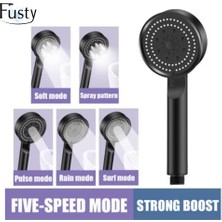 Uslucan Alışveriş Glee Turbo Series 5 Fonksiyonlu Duş Başlığı - Yüksek Basınçlı Kaliteli El Duşu (3 Renk Seçeneği) (Siyah)