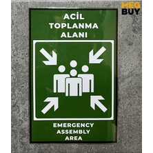 Megbuy Acil Toplanma Alanı Uyarısı Kendinden Yapışkanlı Emergency Assembly Area Uyarı Levhası