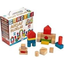Uslucan Alışveriş Graditi 2+ Yaş Için 41 Parçalı Eğitici ve Öğretici Sağlığa Zararsız Ahşap Aktivite Blokları