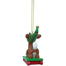 Uslucan Alışveriş Department 56 Rudolph Kırmızı Burunlu Ren Geyiği Kızağa Binen Asılan Süs, 2,95 Inç, Çok Renkli