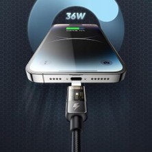 Uslucan Alışveriş CA-3160 Typec 36W Göstergeli Data Şarj Kablo 1.2m Siya