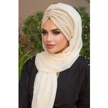 Aişe Tesettür Ekru Şifon Hazır Şal - 50600