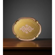 Oval Italyan Gül Ağacı Tepsi 12 Kişilik