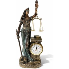 44X17 cm Polyester Saatli Adalet Figürü