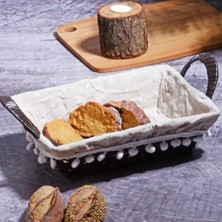 Uslucan Alışveriş Kosova Wicker Serisi Bezli Diktördgen Hasır Ekmek Sepeti