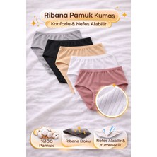 Süsen Lingerie 5li Karışık Renk Kadın Ribana Pamuklu Bato Külot, Kadın Yüzde Yüz Pamuklu Bato Külot