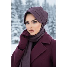 Aişe Tesettür Bordo Kırçıl Desen Tesettür Şapka