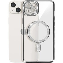 Najmaddin Newface Iphone 14 Kılıf Joke Simli Magneticsafe Kılıf - Gümüş