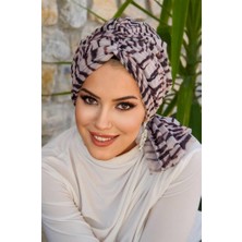 Aişe Tesettür Zebra Desen Tül Tokalı Bone
