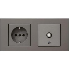 Uslucan Alışveriş Grano 2'li Set Topraklı Priz ve F Konnektör Uydu Priz Set