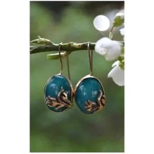 Stoneage El Yapımı Turkuaz Çini Küpe