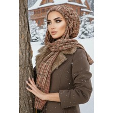 Aişe Tesettür Kahve Desen Fiyonklu Tesettür Bere