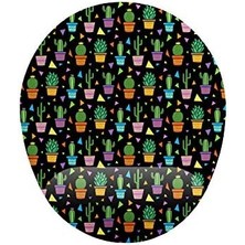 Uslucan Alışveriş Kaktüs Desenli Siyah Zemin Bilek Destekli Mouse Pad