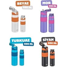 Uslucan Alışveriş Tkk 600ML Pipetsiz Çift Yalıtımlı Paslanmaz Çelik Termos Matara 6 Saat /soğuk (Mor)