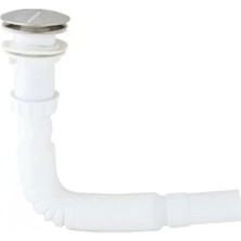 Mucit Home Beyaz Pop-Up Basmalı Beyaz  Lavabo Sifonu, Su Tasarruflu, Modern Banyo ve Mutfak Sifonu