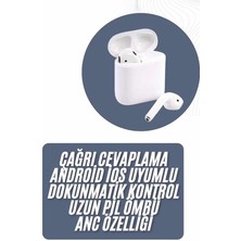 K-Yonlineticaret 2025 Model Çağrı Cevaplayabilen Bluetooth Kulaklık Beyaz Dokunmatik Kontrol