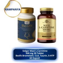 Solgar Maxi L-Carnitine 500 Mg 30 Tablet ve Besfit Bromelain, Cla, Taurin, 5-Htp 60 Kapsül