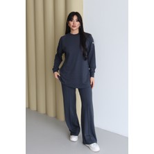 Balenbi Omuz Çıtçıt Detaylı Bisiklet Yaka Oversize Modal Tesettür Takım 1178