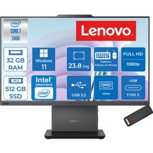 Lenovo Thinkcentre Neo 50A 24 Gen 5 Intel® Core™ 7 240H 5.2ghz 32GB Ddr5 512GB SSD 23.8" Fhd (1920X1080) IPS 250NITS, 99% Srgb WIN11PRO Siyah Allınone Bilgisayar 12SC003YTRP12+ZETTAUSBBELLEK