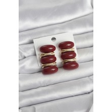 HERŞEYBURDAMODA Bordo Model Gold Renk Kadın Küpe