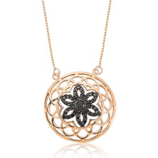 Aya Diamond Gümüş Siyah Yaşam Çiçeği Bayan Kolye