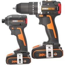 Uslucan Alışveriş WX925 20VOLT/2.0AH Li-Ion Çift Akülü Kömürsüz Profesyonel Şarjlı Darbeli Matkap + WX265 Kömürsüz Darbeli Tornavida Kombo Set