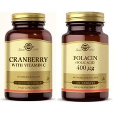 Solgar Cranberry Extract With Vitamin C 60 Kapsül+ Folic Acid 400 Mcg 100 Tablet