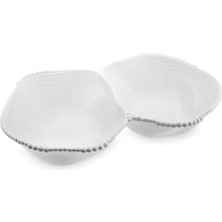 Uslucan Alışveriş Maris Melamin 2 Bölmeli Beyaz Servis Kase 32.6X24.6X7.1 cm