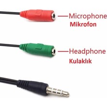Uslucan Alışveriş 3.5mm Ses Mikrofon Birleştirici Y Splitter Kablo | Kulaklık Mikrofon Ayırıcı | 3.5mm Dönüştürücü Pc Laptop Uyumlu (Siyah)