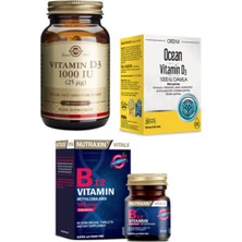 Solgar D3 Vitamini 100 Kapsül+Ocean D3 Vitamini 1000 Iu Damla 50 Ml+Nutraxin B12 Vitamini 60 Dilaltı Tablet