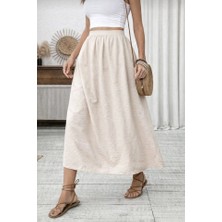 Pazarcan Kadın Beli Lastikli Paraşüt Kumaş Etek