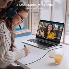 Uslucan Alışveriş 3.5mm Hi-Fi Erkek To Erkek Trrs Aux Ses ve Mikrofon Kablosu 2 Metre