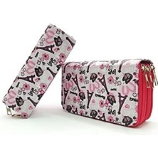 Uslucan Alışveriş Kalem Kutusu Eyfel Paris Desenli Kawai Organizer Kalemkutu Vegan Deri Üç Bölmeli Kalemlik