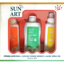 Sunart Güneş Set - Losyon SPF50+ 100 ml + Çocuk Spreyi 100 ml + Aloe Vera Jel 200 ml