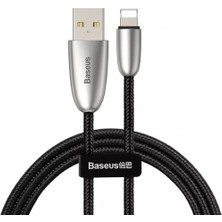 Uslucan Alışveriş Torch Serisi Alüminyum Alaşım Örgü Tasarım 1.5A 2 Metre Lightning ile Uyumlu Data ve Şarj Kablosu Siyah