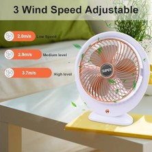 Uslucan Alışveriş USB Masa Vantilatörü Elektrikli Mini Masa Vantilatörü 3 Hız Ayarlanabilir Güçlü Rüzgar 360 ° Döndürme Taşınabilir Masaüstü Fan Ofis Ev Yatak Odası Dış Mekan Kamp Için Sessiz Soğutma Fanı (Altın B)
