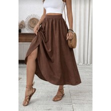 Pazarcan Kadın Beli Lastikli Paraşüt Kumaş Etek