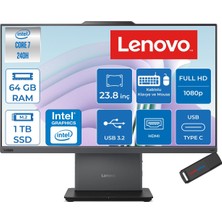 Lenovo Thinkcentre Neo 50A 24 Gen 5 Intel® Core™ 7 240H 5.2ghz 64GB Ddr5 1tb SSD 23.8" Fhd (1920X1080) IPS 250NITS, 99% Srgb Freedos Siyah Allınone Bilgisayar 12SC003YTRF23+ZETTAUSBBELLEK