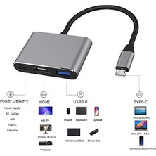 Uslucan Alışveriş Type-C 3in1 HDMI 4K USB 3.0 Görüntü Veri Aktarımı Sağlar USB Adaptör Notebook ve ile Uyumlu Tc-23