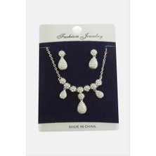 Zero Land Lvsqvr Damla Zirkon Taşlı Set Kolye-Gümüş Rengi