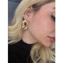 glam Çelik Bordo Liena Küpe