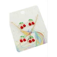 Zero Land Lvsqvr Kiraz Mineli Set Kolye-Kırmızı