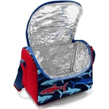 Uslucan Alışveriş Erkek Çocuk Okul Beslenme Çantası - Isı Yalıtımlı Lacivert Kırmızı Köpekbalığı Baskılı