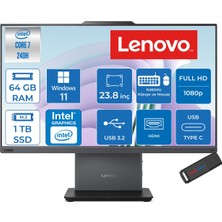 Lenovo Thinkcentre Neo 50A 24 Gen 5 Intel® Core™ 7 240H 5.2ghz 64GB Ddr5 1tb SSD 23.8" Fhd (1920X1080) IPS 250NITS, 99% Srgb WIN11HOME Siyah Allınone Bilgisayar 12SC003YTRH23+ZETTAUSBBELLEK