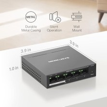 Uslucan Alışveriş MS105GP, 5-Port Gigabit Desktop Switch With 4-Port Poe+
