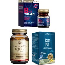 Orzax Solgar D3 Vitamini 1000 Iu 100 Kapsül+Nutraxin B12 Vitamini 60 Dilaltı Tableti+Ocean Balık Yağı 30 Kapsül
